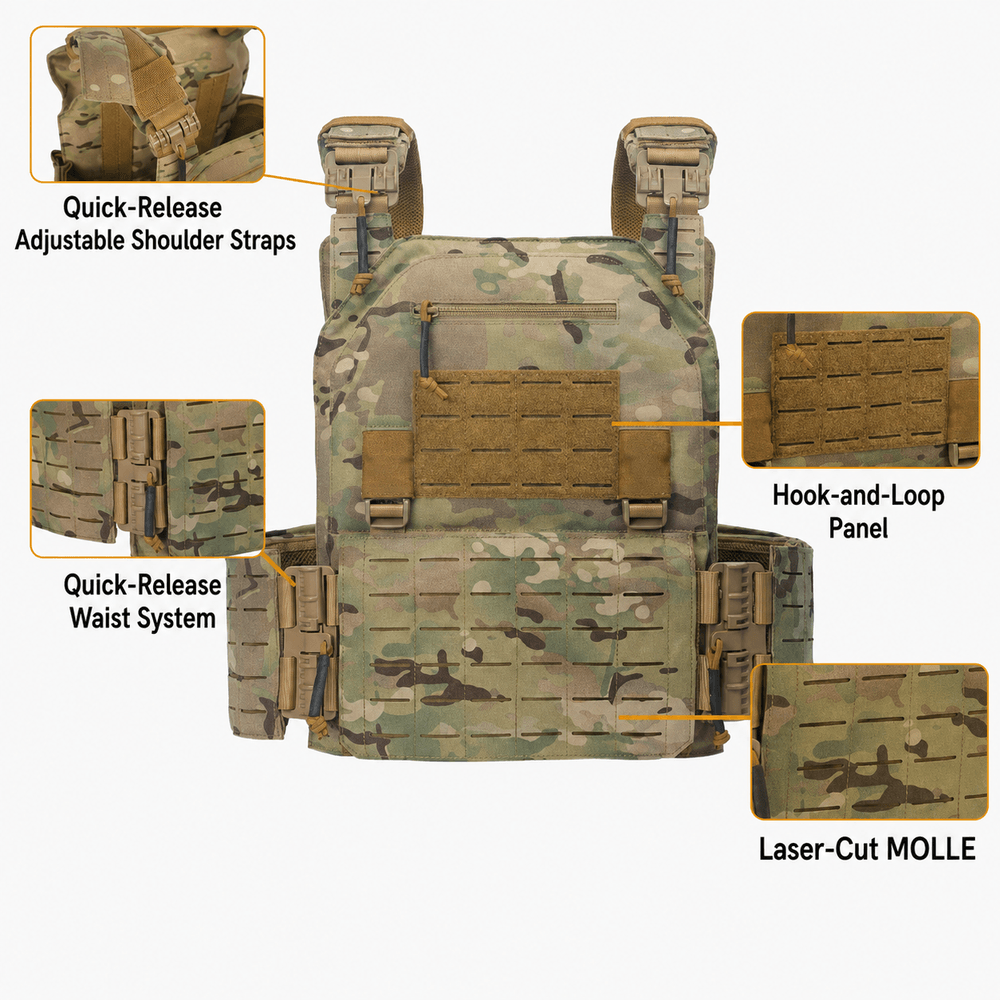 Quick-Release Tactical Vest – 900D Oxford Molle Plate Carrier, 26x33cm | Traverseon
