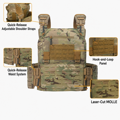 Quick-Release Tactical Vest – 900D Oxford Molle Plate Carrier, 26x33cm | Traverseon