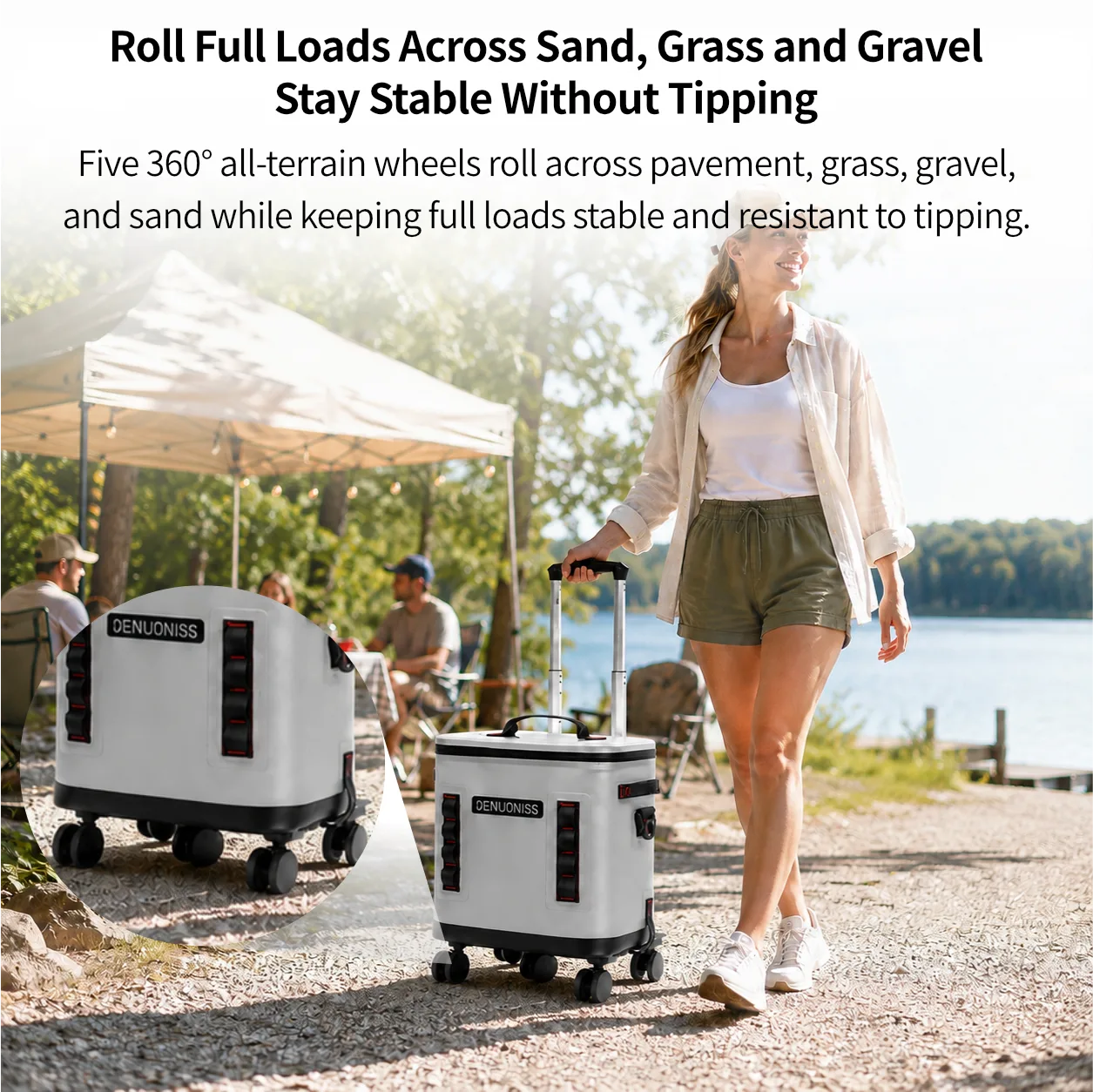 32L Rolling Soft Cooler – 72H Cold, Leakproof & Detachable Trolley | Traverseon