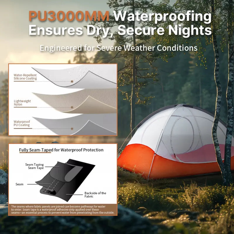 1.18Kg Ultralight 1–2 Person Double-Layer Camping Tent – Waterproof & Windproof