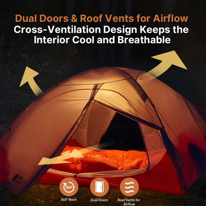 1.18Kg Ultralight 1–2 Person Double-Layer Camping Tent – Waterproof & Windproof