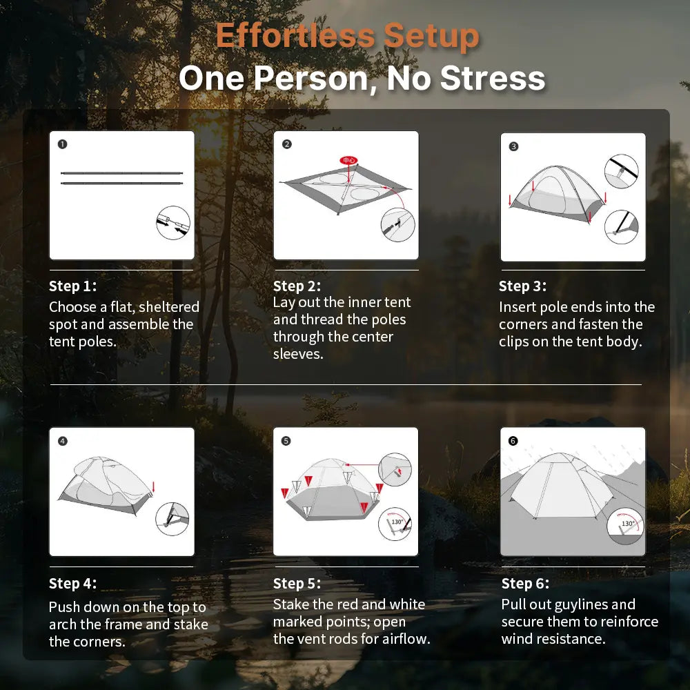 1.18Kg Ultralight 1–2 Person Double-Layer Camping Tent – Waterproof & Windproof