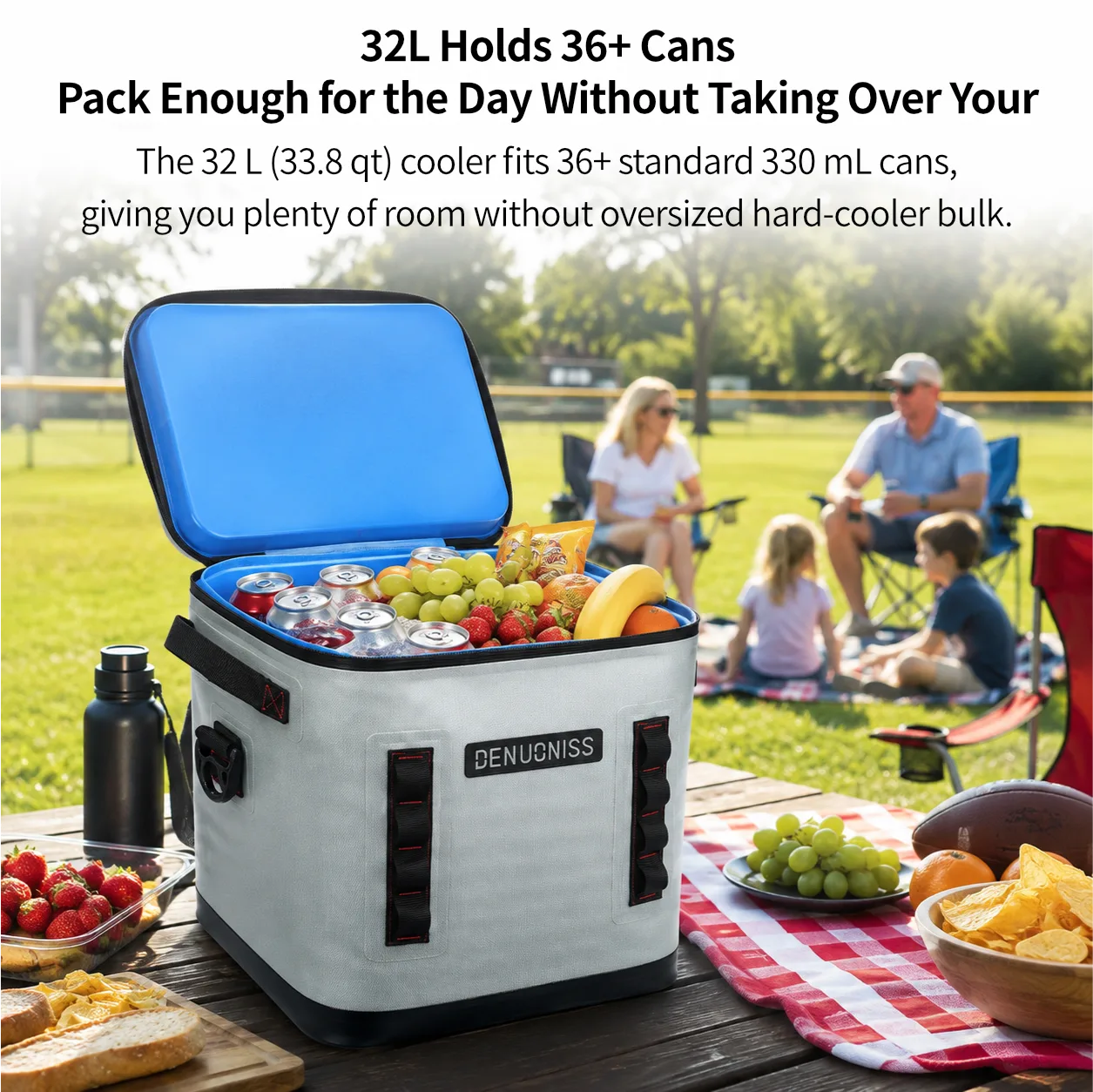 32L Rolling Soft Cooler – 72H Cold, Leakproof & Detachable Trolley | Traverseon