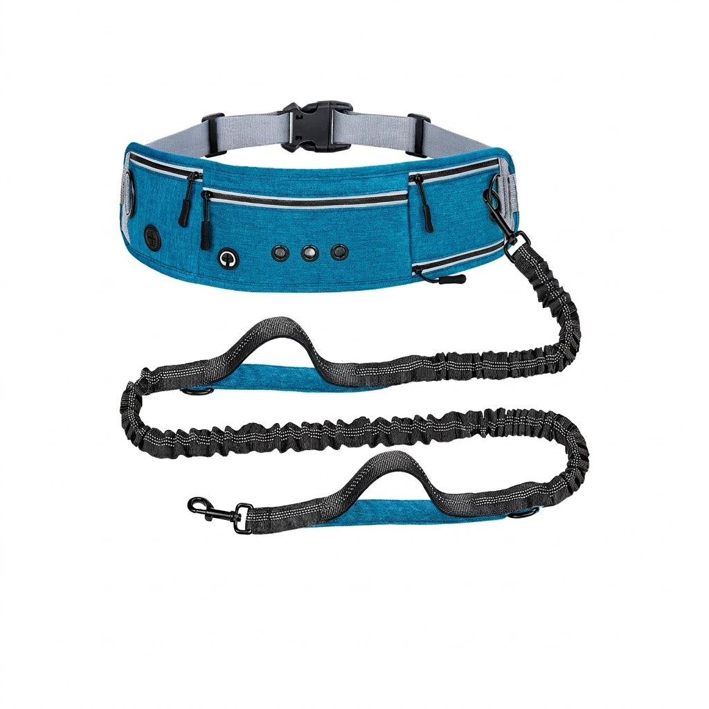Hands-Free Dog Leash with Waist Bag – Dual Buffer Anti-Pull Running Leash for Walking & Hiking | Traverseon