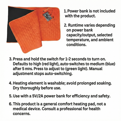 Heated Yoga Pad – USB Powered Electric Camping Sleeping Mat for Home & Outdoor | Traverseon